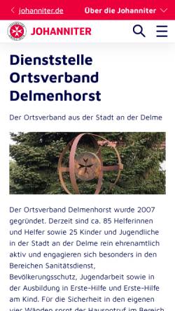 Vorschau der mobilen Webseite www.johanniter.de, Johanniter-Unfall-Hilfe e.V. Ortsverband Delmenhorst
