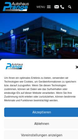 Vorschau der mobilen Webseite www.prange.de, Autohaus Prange GmbH