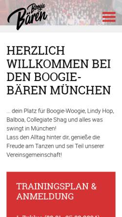 Vorschau der mobilen Webseite www.xn--boogie-bren-s8a.de, Boogie-Bären München e.V.