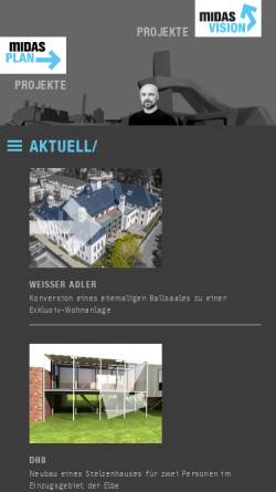 Vorschau der mobilen Webseite midas-architektur.de, Clemenz, Maczutajtis, Pührer GbR - Midas Architektur
