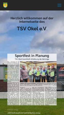 Vorschau der mobilen Webseite www.tsv-okel.de, Turn- und Sportverein Okel e.V.
