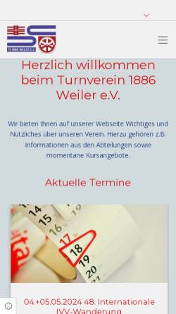 Vorschau der mobilen Webseite www.tvweiler.org, TV Weiler 1886 e.V.