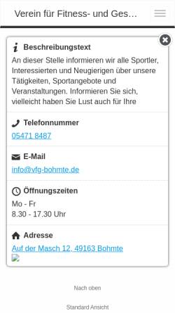 Vorschau der mobilen Webseite www.vfg-bohmte.de, VFG Bohmte e.V.