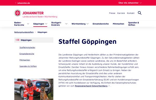 Vorschau von www.johanniter.de, Rettungshundestaffel Göppingen