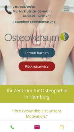 Vorschau der mobilen Webseite www.osteoversum.de, Osteoversum - Zentrum für Osteopathie