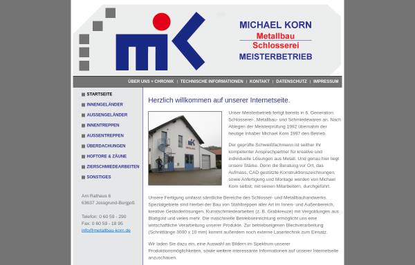 Vorschau von www.metallbau-korn.de, Metallbau und Schlosserei Michael Korn