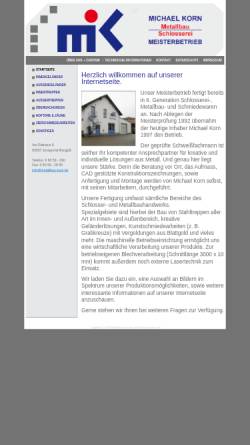 Vorschau der mobilen Webseite www.metallbau-korn.de, Metallbau und Schlosserei Michael Korn