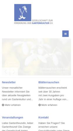 Vorschau der mobilen Webseite www.gartengesellschaft.de, Die Gesellschaft zur Förderung der Gartenkultur e.V.