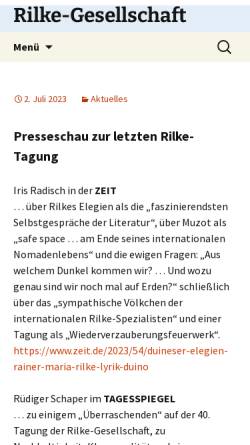 Vorschau der mobilen Webseite www.rilke.ch, Internationale Rilke-Gesellschaft