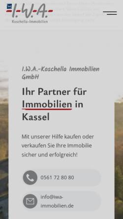 Vorschau der mobilen Webseite www.iwa-immobilien.de, I.W.A. Immobilien - Wirtschaftsanlagen GmbH