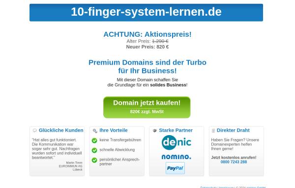 Vorschau von 10-finger-system-lernen.de, 10 Finger schreiben online lernen