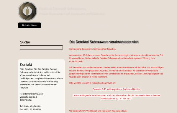 Vorschau von www.detektei-schrauwers.de, Detektei Bernard Schrauwers