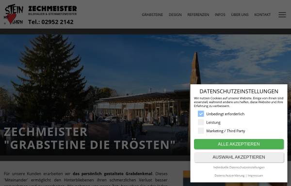 Vorschau von www.zechmeisterstein.at, Grabsteine Zechmeisterstein - Steinmetzmeister