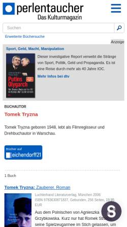 Vorschau der mobilen Webseite www.perlentaucher.de, Tomek Tryzna