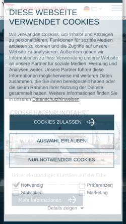 Vorschau der mobilen Webseite www.barkassen-meyer.de, Barkassen-Meyer Schiffsvermietung