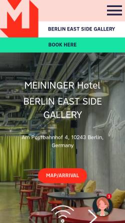 Vorschau der mobilen Webseite www.meininger-hotels.com, East Side Hotel Berlin