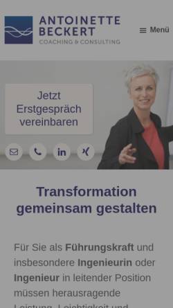 Vorschau der mobilen Webseite antoinette-beckert.de, Antoinette Beckert Coaching & Consulting