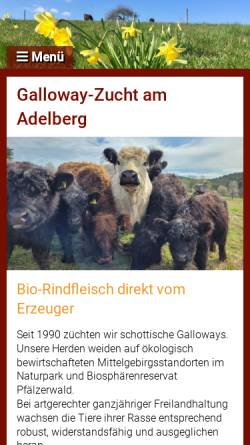 Vorschau der mobilen Webseite www.adelberg-galloway.de, Gallowayzucht 