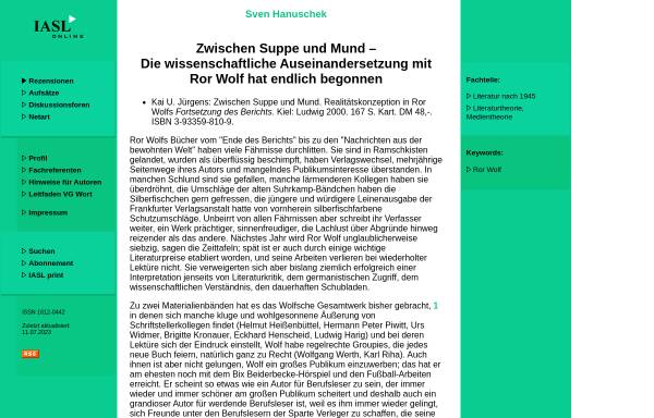 Vorschau von www.iaslonline.lmu.de, Zwischen Suppe und Mund. Die wissenschaftliche Auseinandersetzung mit Ror Wolf hat endlich begonnen.