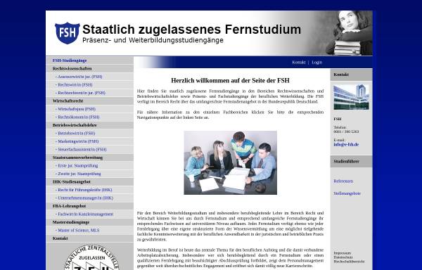 Vorschau von www.e-fsh.de, Akademie für Hochschulfortbildung (FSH)