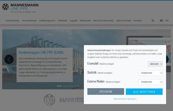 Vorschau von www.mannesmann-linepipe.com, Mannesmann Line Pipe GmbH