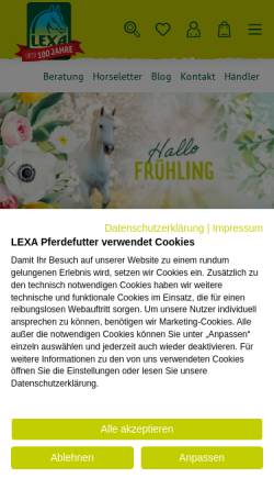 Vorschau der mobilen Webseite www.lexa-pferdefutter.de, Xaver Scheule GmbH