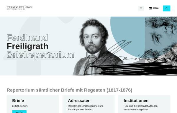 Vorschau von www.ferdinandfreiligrath.de, Briefrepertorium Ferdinand Freiligrath