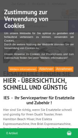 Vorschau der mobilen Webseite www.ihrservice.de, Import-Electronic-Service GmbH