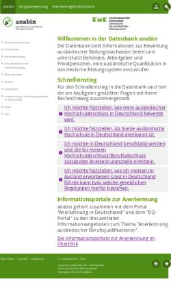 Vorschau der mobilen Webseite www.anabin.de, Anabin