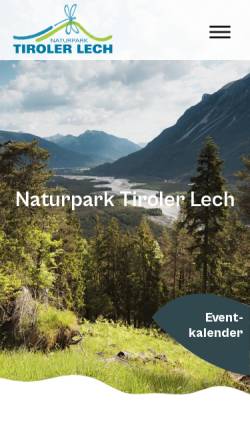 Vorschau der mobilen Webseite www.naturpark-tiroler-lech.at, Naturpark Tiroler Lech