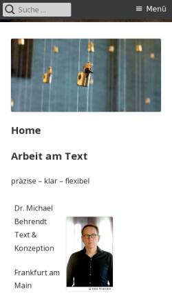Vorschau der mobilen Webseite www.behrendt-text.de, Dr. Michael Behrendt