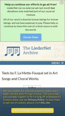 Vorschau der mobilen Webseite www.lieder.net, Lied Texts: Fouqué