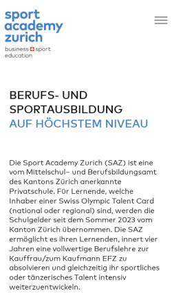 Vorschau der mobilen Webseite sport-academy.ch, komunikat GmbH
