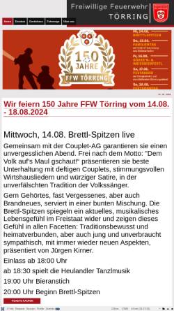 Vorschau der mobilen Webseite www.feuerwehr-toerring.de, Freiwillige Feuerwehr Törring