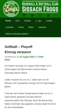 Vorschau der mobilen Webseite www.frogs-baseball.ch, Frogs Sissach