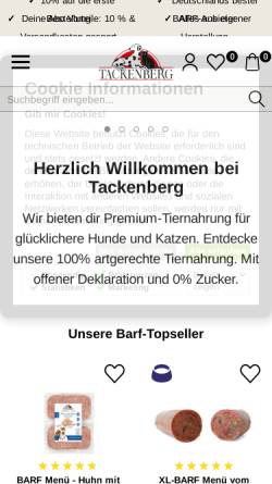 Vorschau der mobilen Webseite www.tackenberg.de, Tackenberg Handelsges. mbH