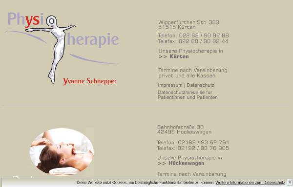 Vorschau von physiotherapie-schnepper.de, Physiotherapie Yvonne Schnepper