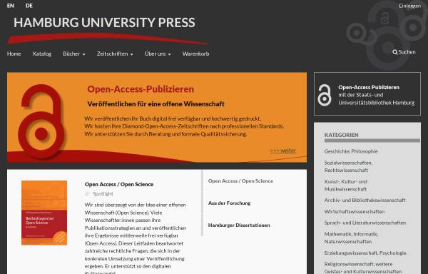 Vorschau von hup.sub.uni-hamburg.de, Hamburg University Press - Online-Verlag der Universität Hamburg
