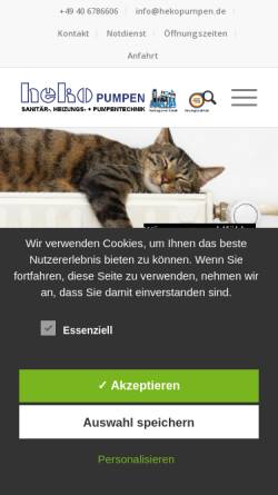Vorschau der mobilen Webseite www.hekopumpen.de, Heko Pumpen