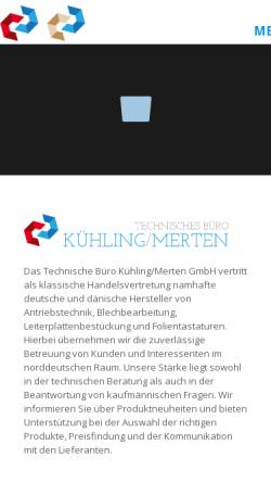 Vorschau der mobilen Webseite www.kuehling-merten.de, Technisches Büro Kühling und Merten