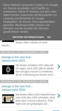 Vorschau der mobilen Webseite www.strangeisthenewfruit.blogspot.com, strange is the new fruit