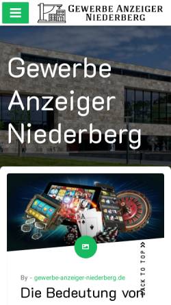 Vorschau der mobilen Webseite www.gewerbe-anzeiger-niederberg.de, Gewerbe-Anzeiger Niederberg