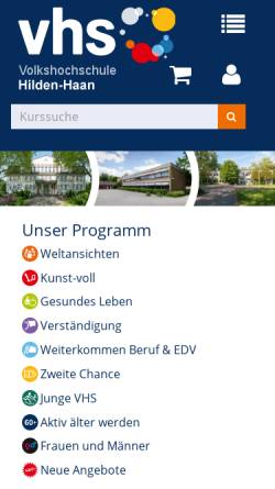 Vorschau der mobilen Webseite www.vhs-hilden-haan.de, Volkshochschule Hilden-Haan