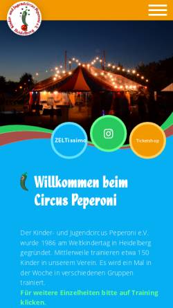 Vorschau der mobilen Webseite circus-peperoni.jimdo.com, Kinder- und Jugendcircus Peperoni