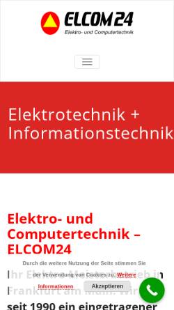 Vorschau der mobilen Webseite elcom24.de, Elcom - Elektro- und Computertechnik