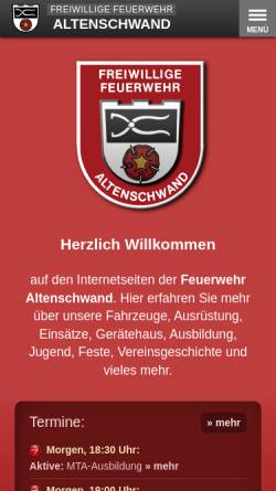 Vorschau der mobilen Webseite www.ff-altenschwand.de, Freiwillige Feuerwehr Altenschwand
