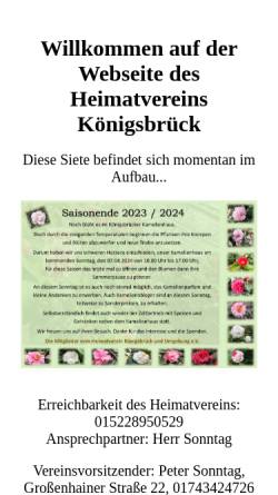 Vorschau der mobilen Webseite heimatverein.koenigsbrueck.de, Heimatverein Königsbrück und Umgebung e.V.