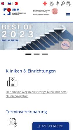 Vorschau der mobilen Webseite w3.umm.de, Kinderchirurgische Universitätsklinik Mannheim