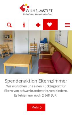Vorschau der mobilen Webseite kkh-wilhelmstift.de, Kinderkrankenhaus Wilhelmstift