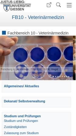 Vorschau der mobilen Webseite www.uni-giessen.de, Fachbereich 10 Veterinärmedizin